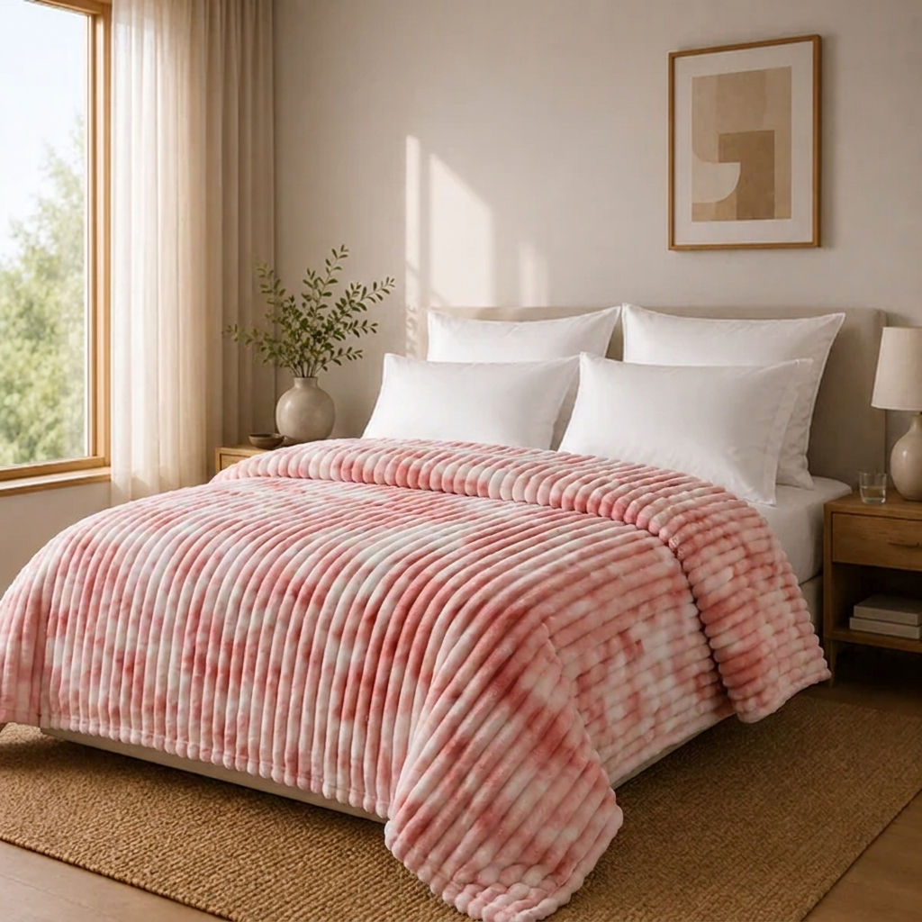 Ombra Kuscheldecke 200x230cm Rosa – Plüschige Flanelldecke im Farbverlauf