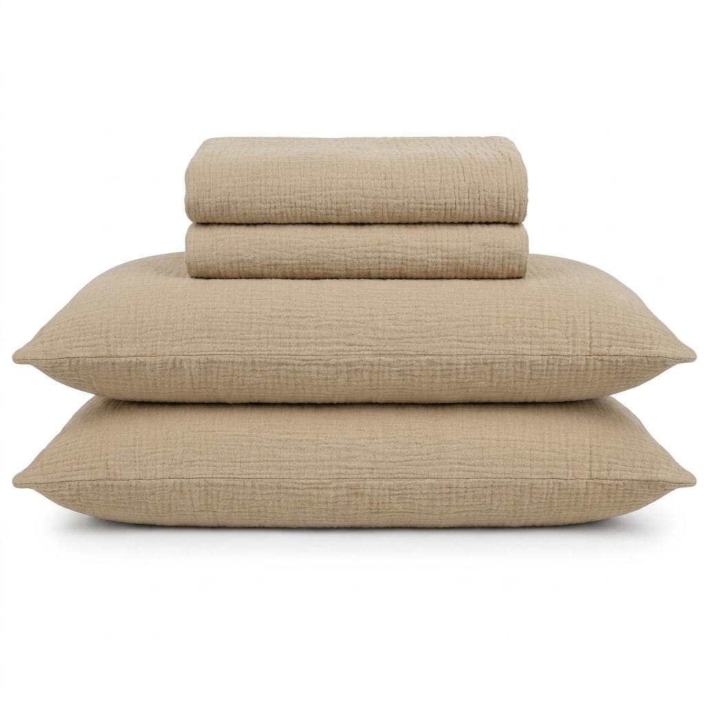 Runa Bettwäsche Musselin 220x240cm – Beige Bettbezug aus 100% Baumwolle