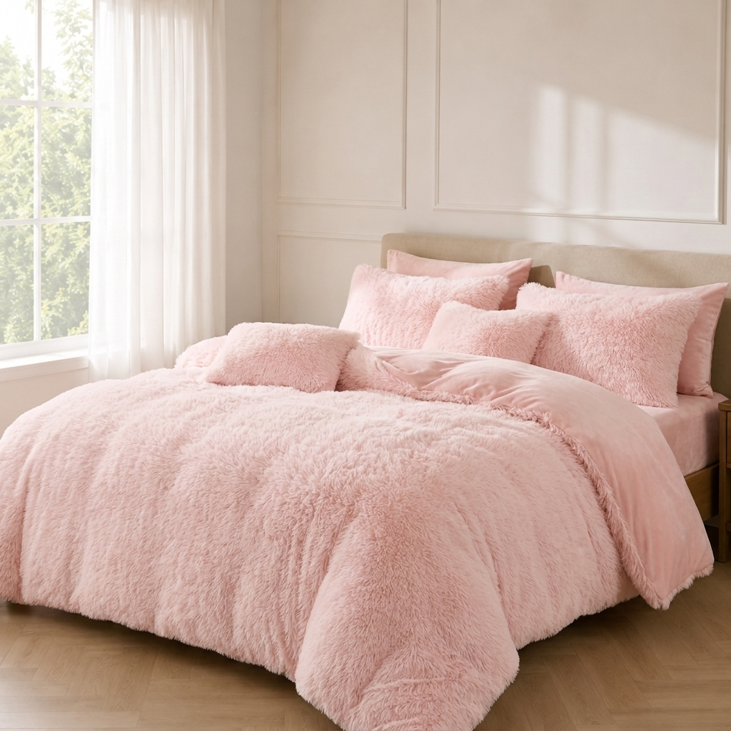 Wanda Bettwäsche Plüsch 200x200cm – Luxuriöses Rosa Bettbezug-Set aus Samt