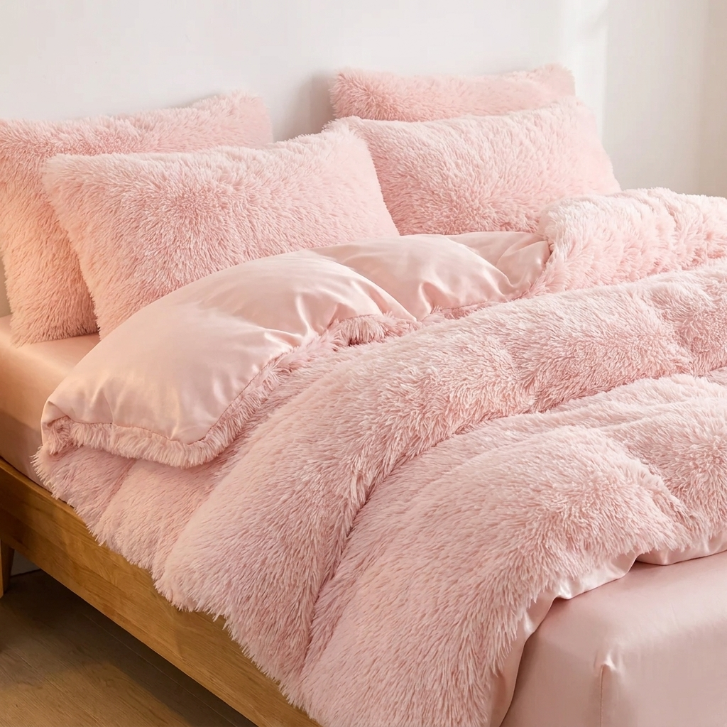 Wanda Bettwäsche Plüsch 200x200cm – Luxuriöses Rosa Bettbezug-Set aus Samt