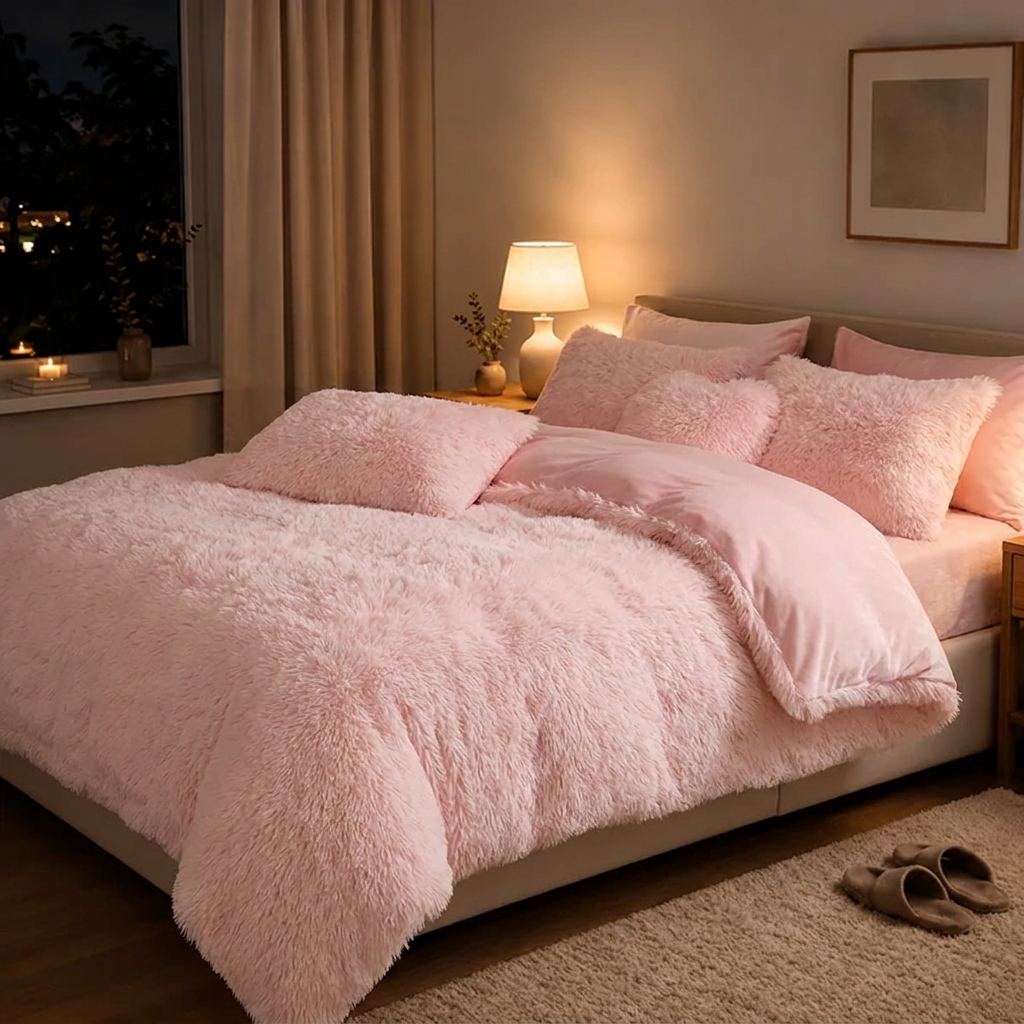 Wanda Bettwäsche Plüsch 200x200cm – Luxuriöses Rosa Bettbezug-Set aus Samt
