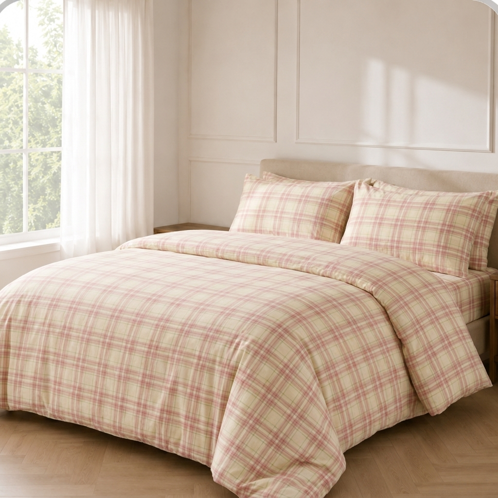 Nadia Bettwäsche Kariert 150x200cm – Rosa Karomuster für Mädchenzimmer