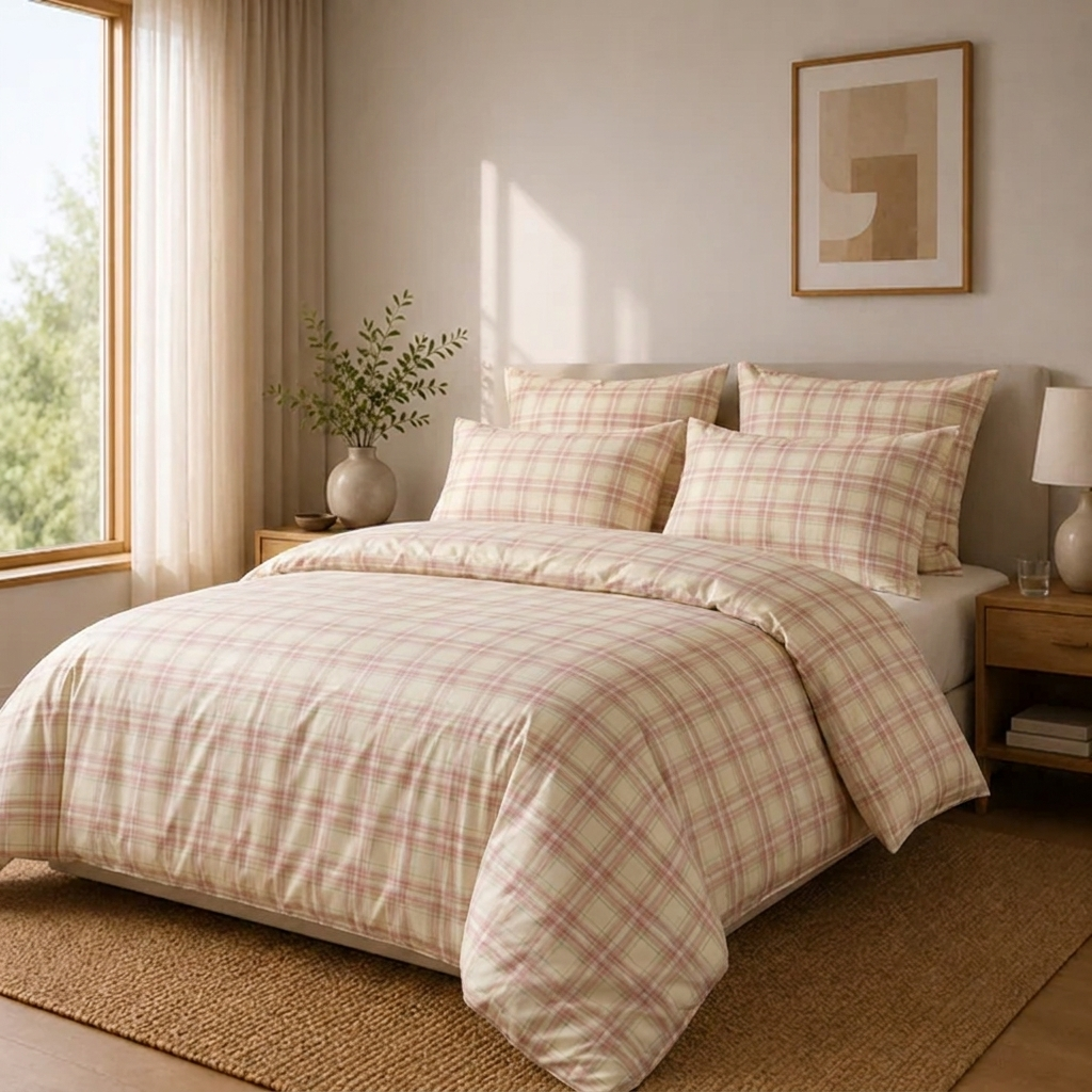 Nadia Bettwäsche Kariert 150x200cm – Rosa Karomuster für Mädchenzimmer