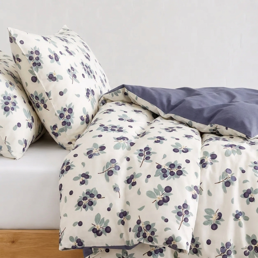 Liv Bettwäsche mit Blaubeeren 200x200cm – Botanischer Bettbezug für Mädchenzimmer