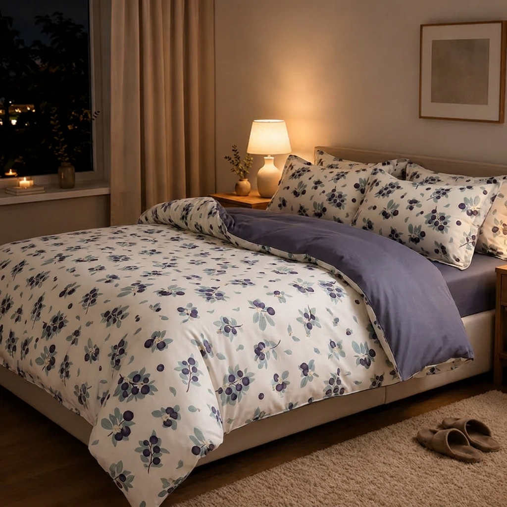 Liv Bettwäsche mit Blaubeeren 200x200cm – Botanischer Bettbezug für Mädchenzimmer