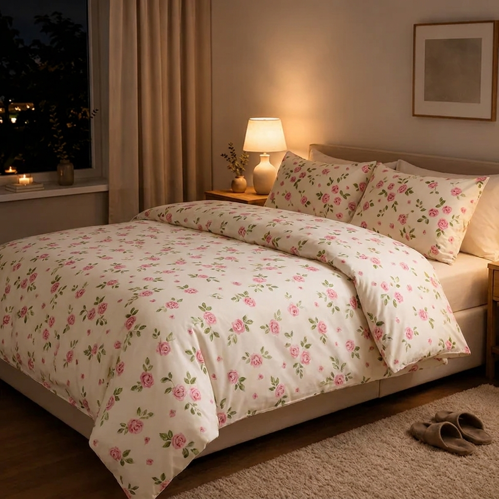 Vivi Bettwäsche mit Rosen 200x200cm – Rosa 4-teiliges Set, Shabby Chic