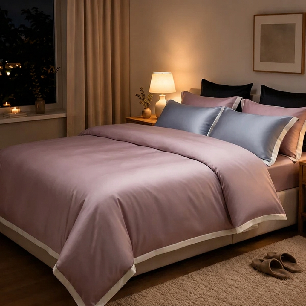 Delia Bettwäsche Eukalyptus Lyocell 200x200cm – Rosa Satin-Bettwäsche, 4-teilig