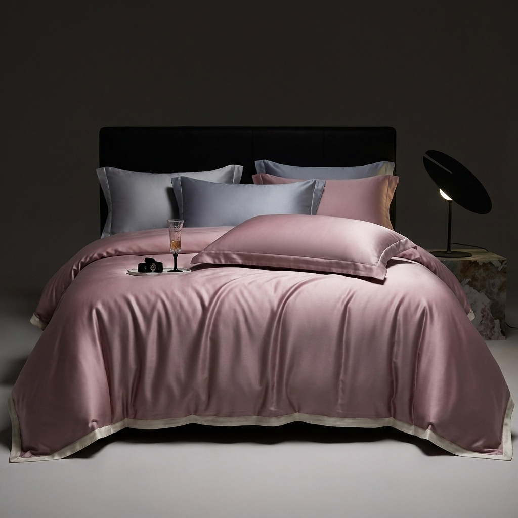Delia Bettwäsche Eukalyptus Lyocell 200x200cm – Rosa Satin-Bettwäsche, 4-teilig