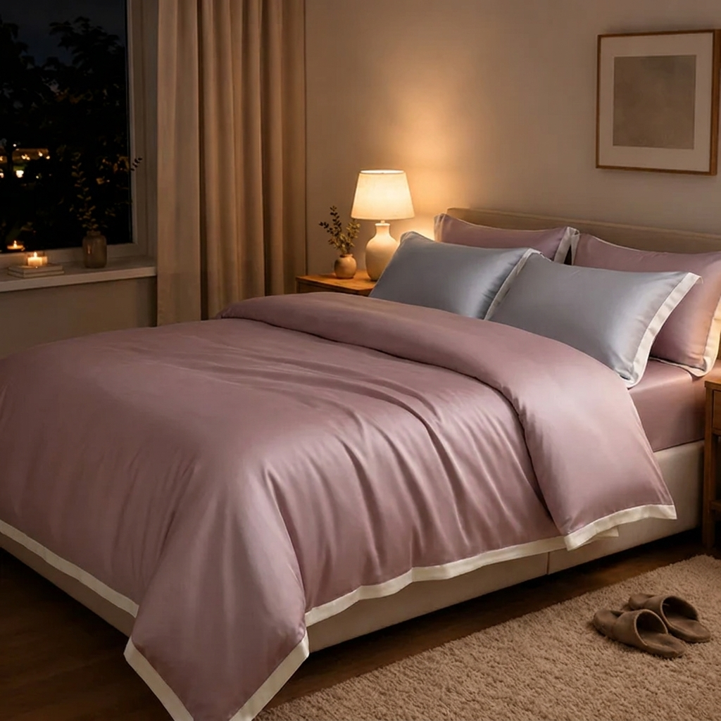 Delia Bettwäsche Eukalyptus Lyocell 200x200cm – Rosa Satin-Bettwäsche, 4-teilig