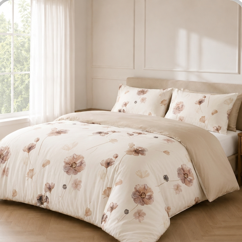 Cosima Bettwäsche Aquarell-Blumen Creme 200x220 cm – Szene 2