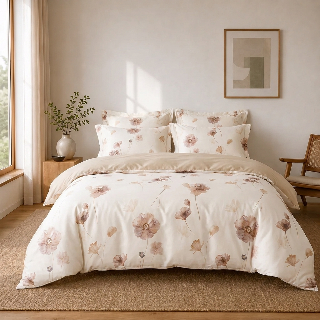 Cosima Bettwäsche Aquarell-Blumen Creme 200x220 cm – Szene 4