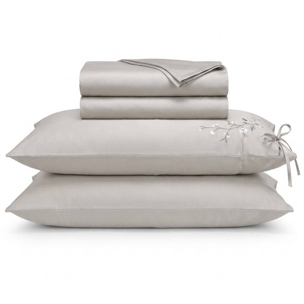 Mara Bettwäsche Uni Satin Taupe 200x220 cm – Szene 1