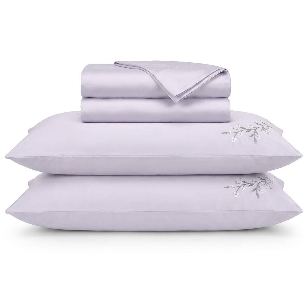 Luna Bettwäsche Uni Satin Flieder 200x220 cm – Szene 1