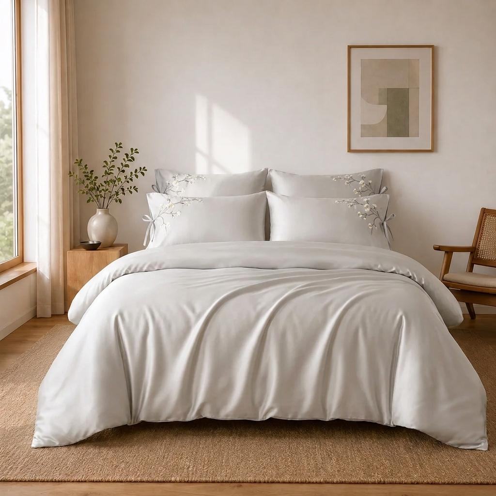 Nova Bettwäsche Uni Satin Greige 200x220 cm – Szene 4