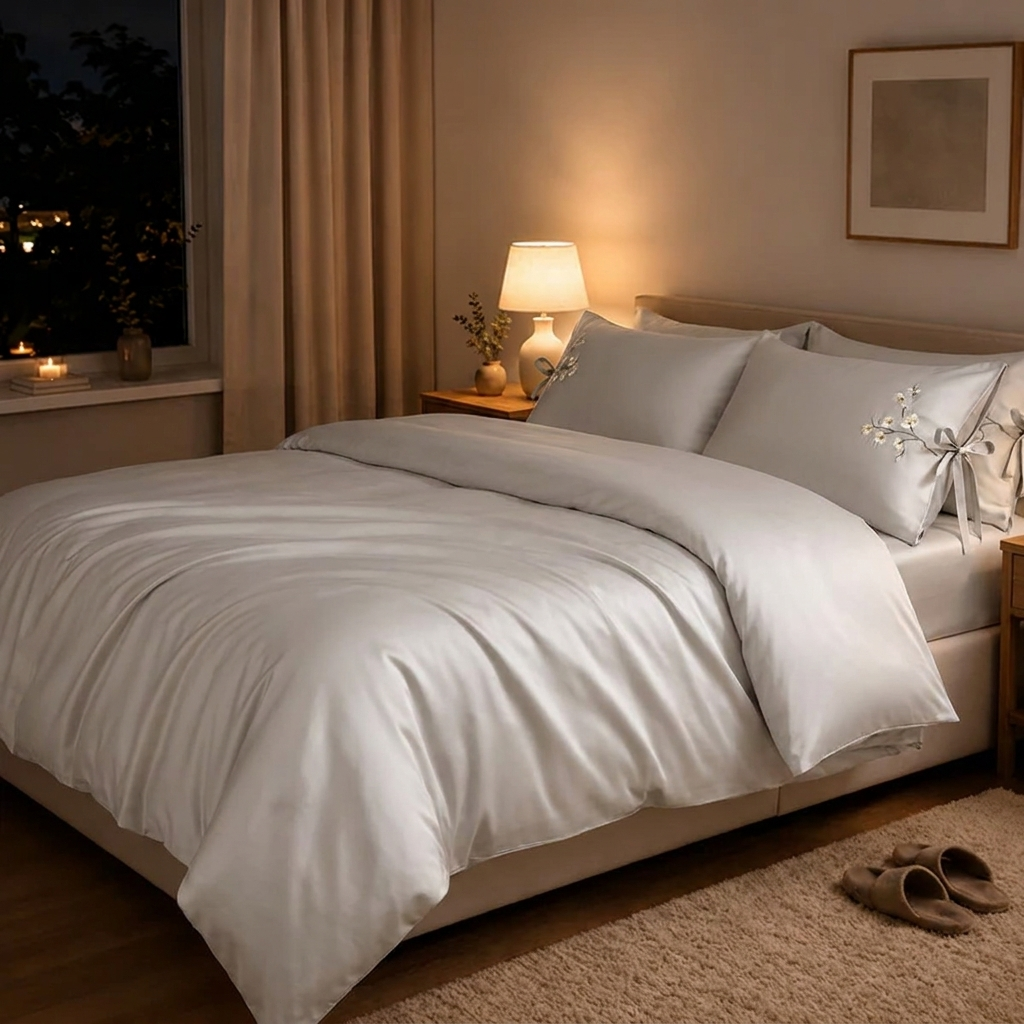 Nova Bettwäsche Uni Satin Greige 200x220 cm – Szene 5