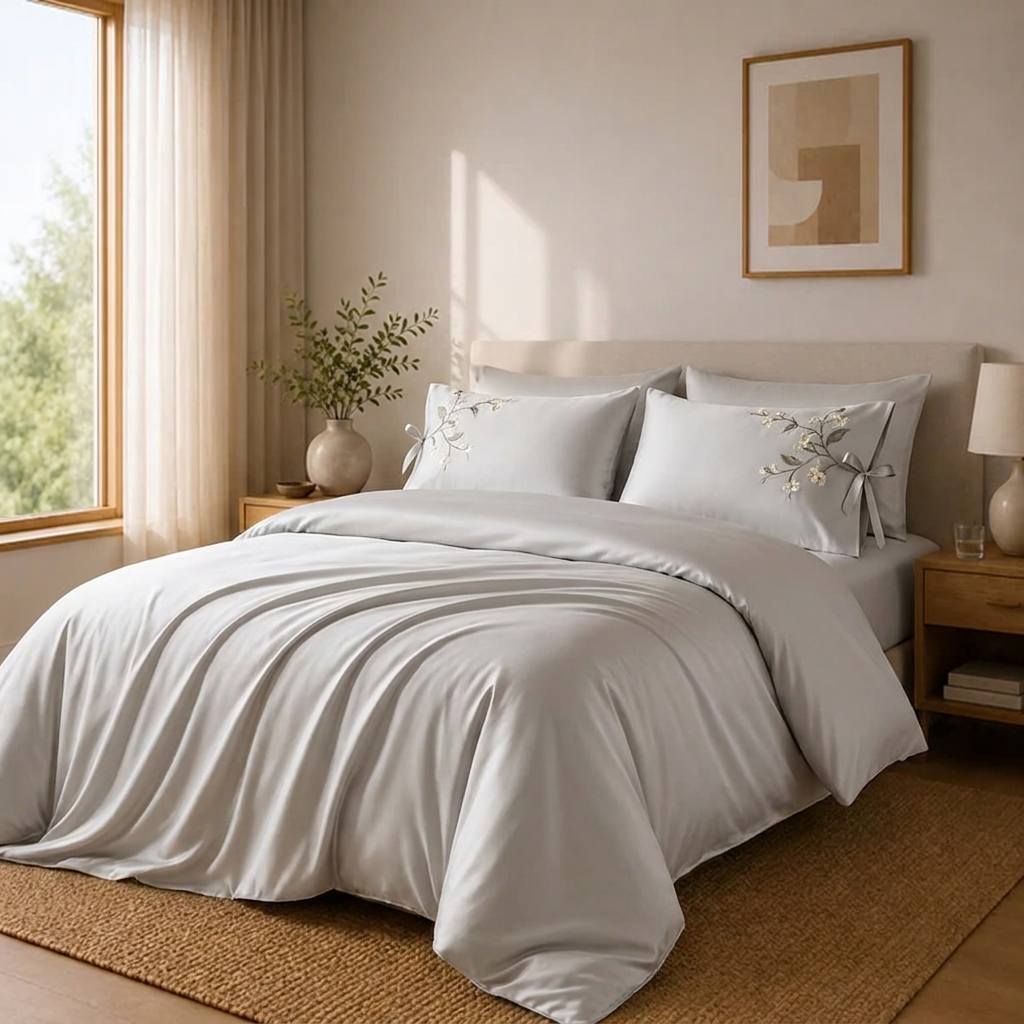 Nova Bettwäsche Uni Satin Greige 200x220 cm – Szene 7