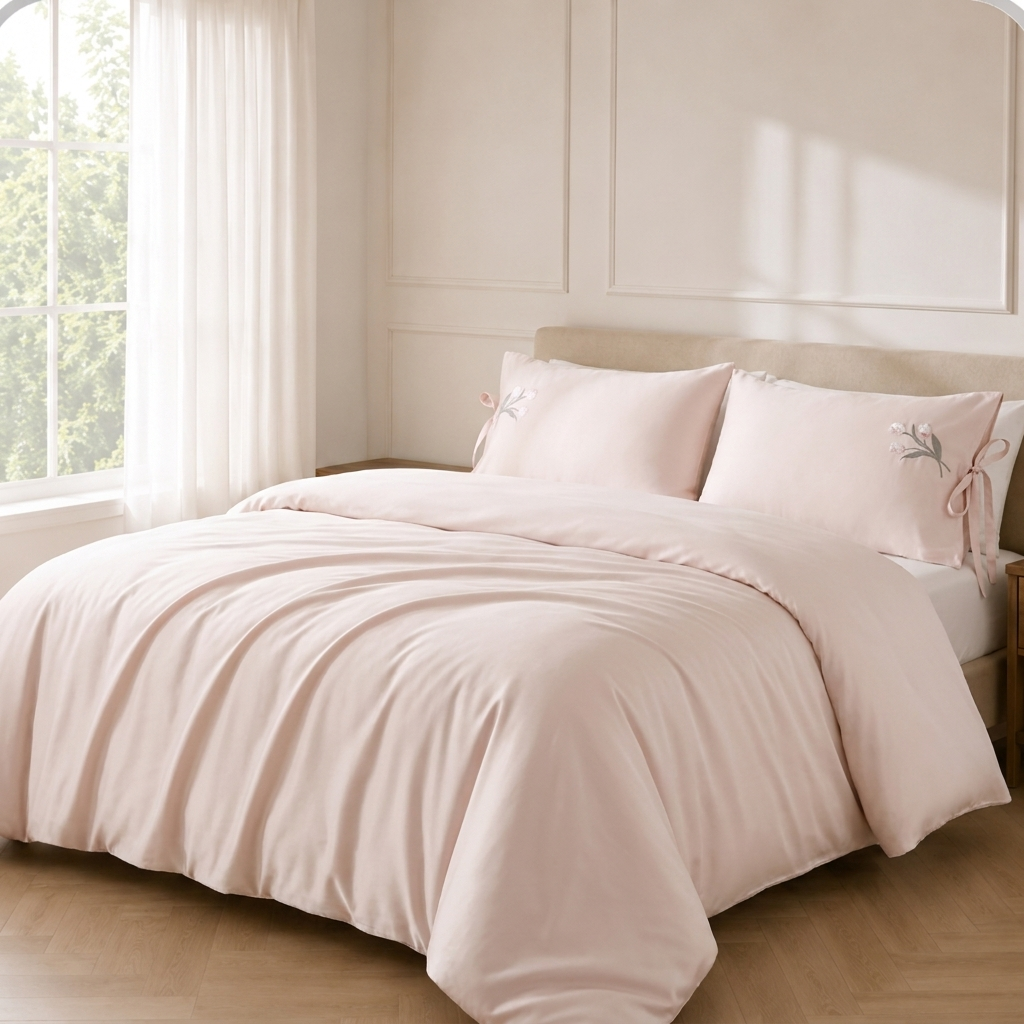 Elara Bettwäsche Uni Satin Creme 200x220 cm – Szene 2