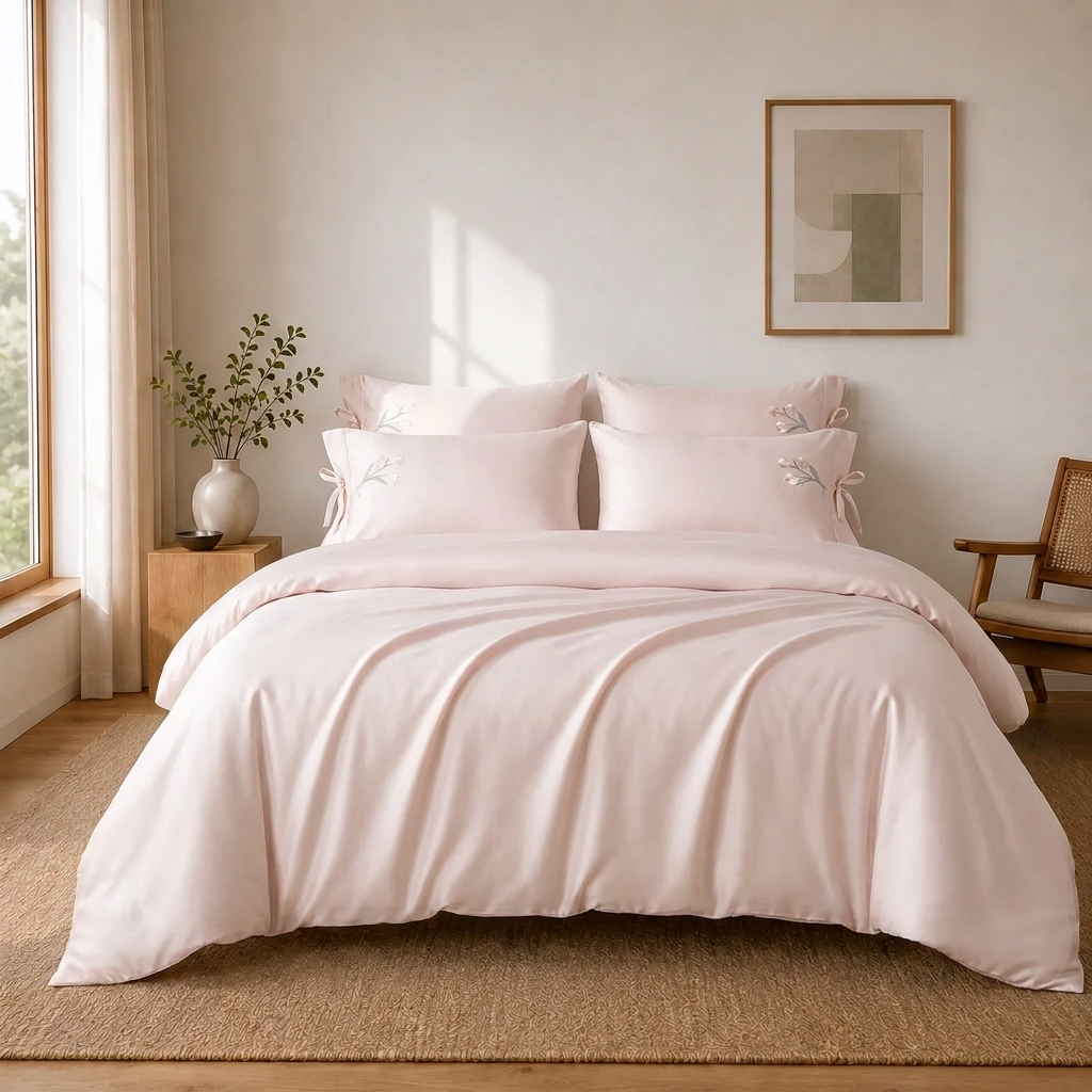 Elara Bettwäsche Uni Satin Creme 200x220 cm – Szene 4