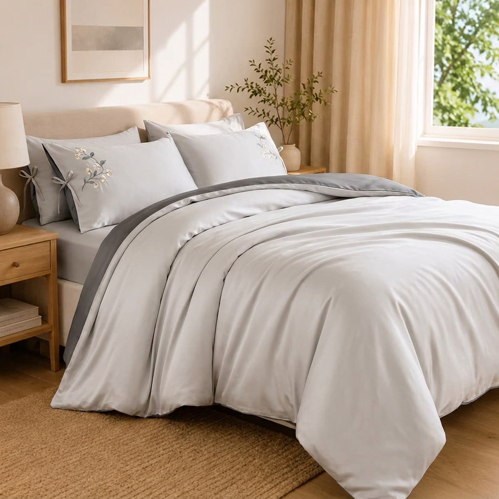 Nova Bettwäsche Uni Satin Greige 200x220 cm – Szene 12