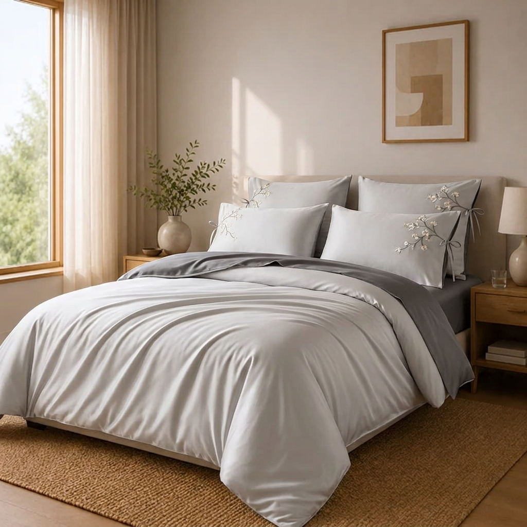 Nova Bettwäsche Uni Satin Greige 200x220 cm – Szene 13