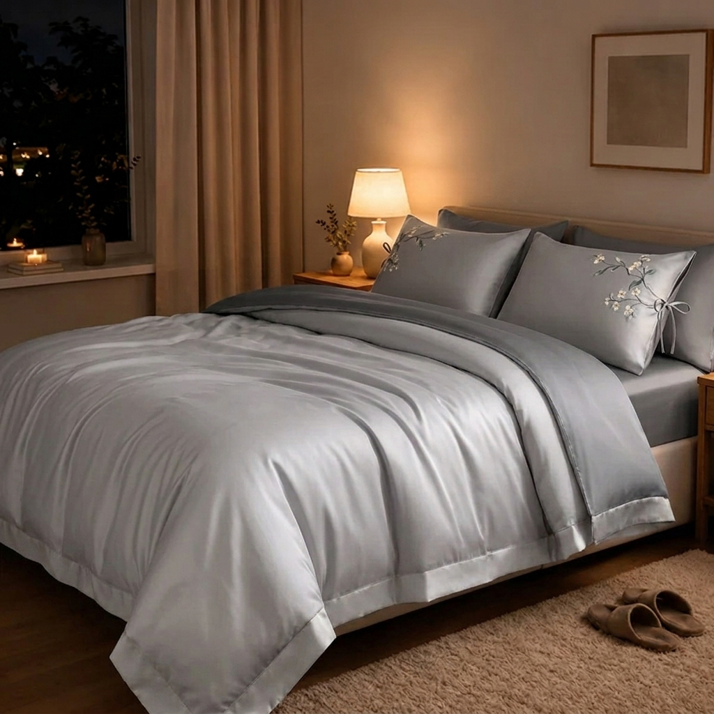 Nova Bettwäsche Uni Satin Greige 200x220 cm – Szene 8