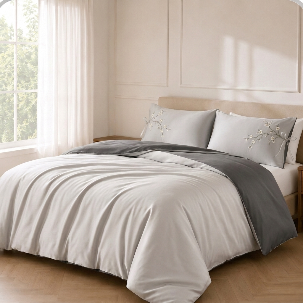 Nova Bettwäsche Uni Satin Greige 200x220 cm – Szene 9