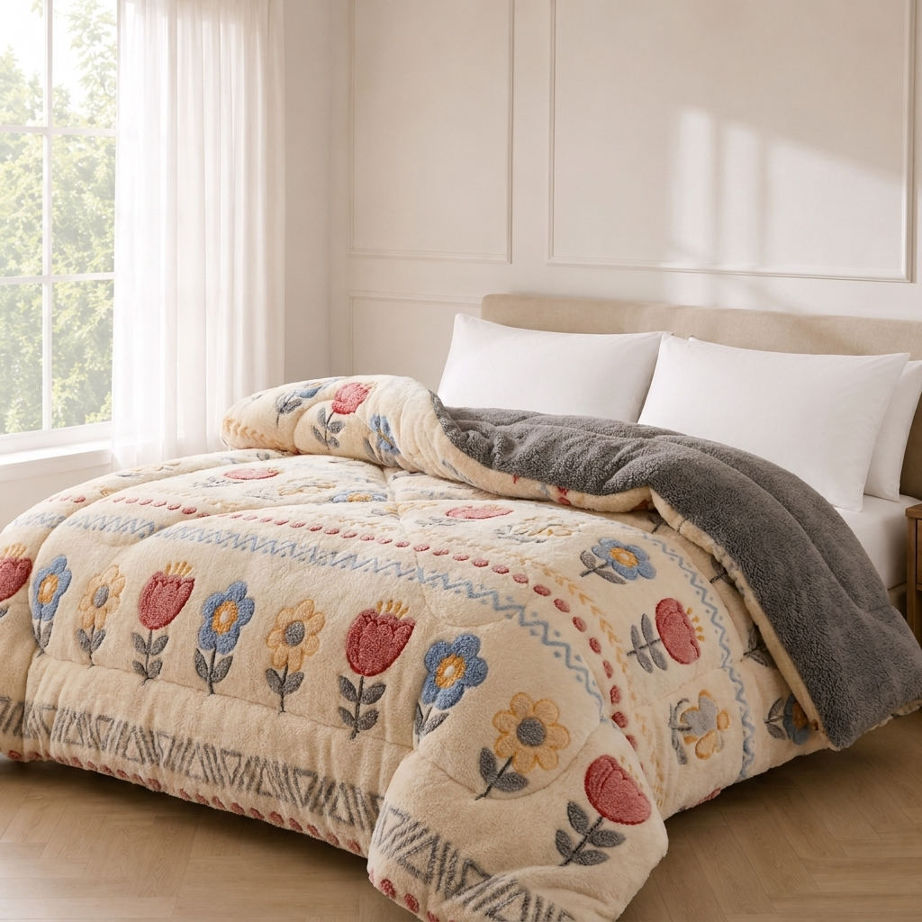 Câline Winterdecke Creme Blumen – Szene 2