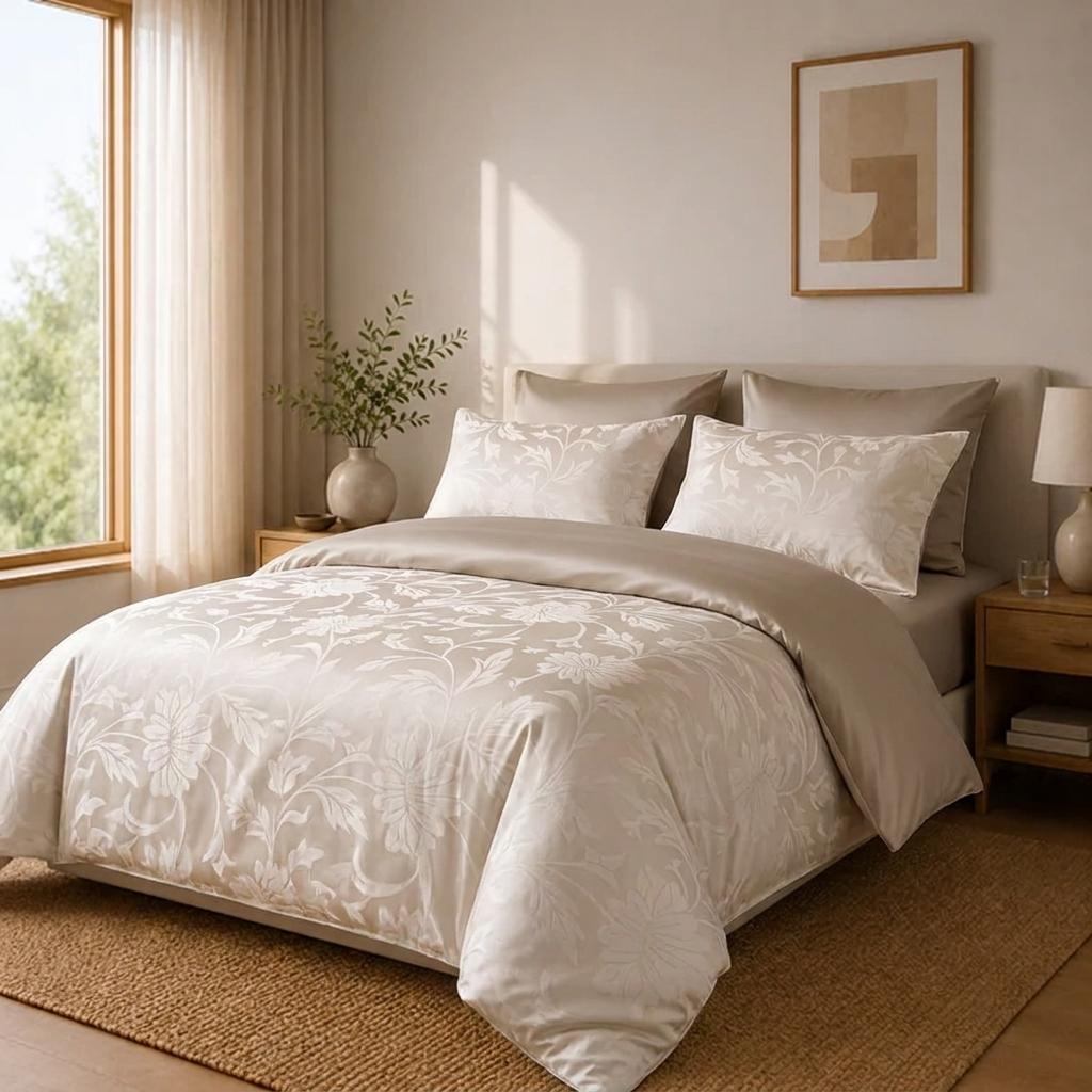 Amande Bettwäsche Jacquard Champagne – Szene 7