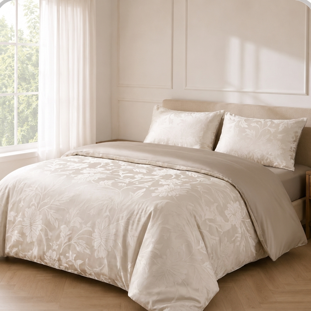 Amande Bettwäsche Jacquard Champagne – Szene 2