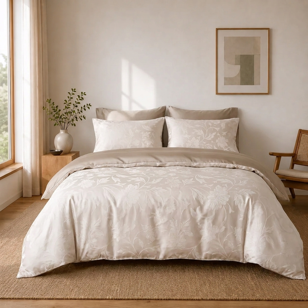 Amande Bettwäsche Jacquard Champagne – Szene 4