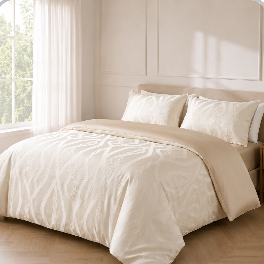 Écru Bettwäsche Jacquard Creme – Szene 2