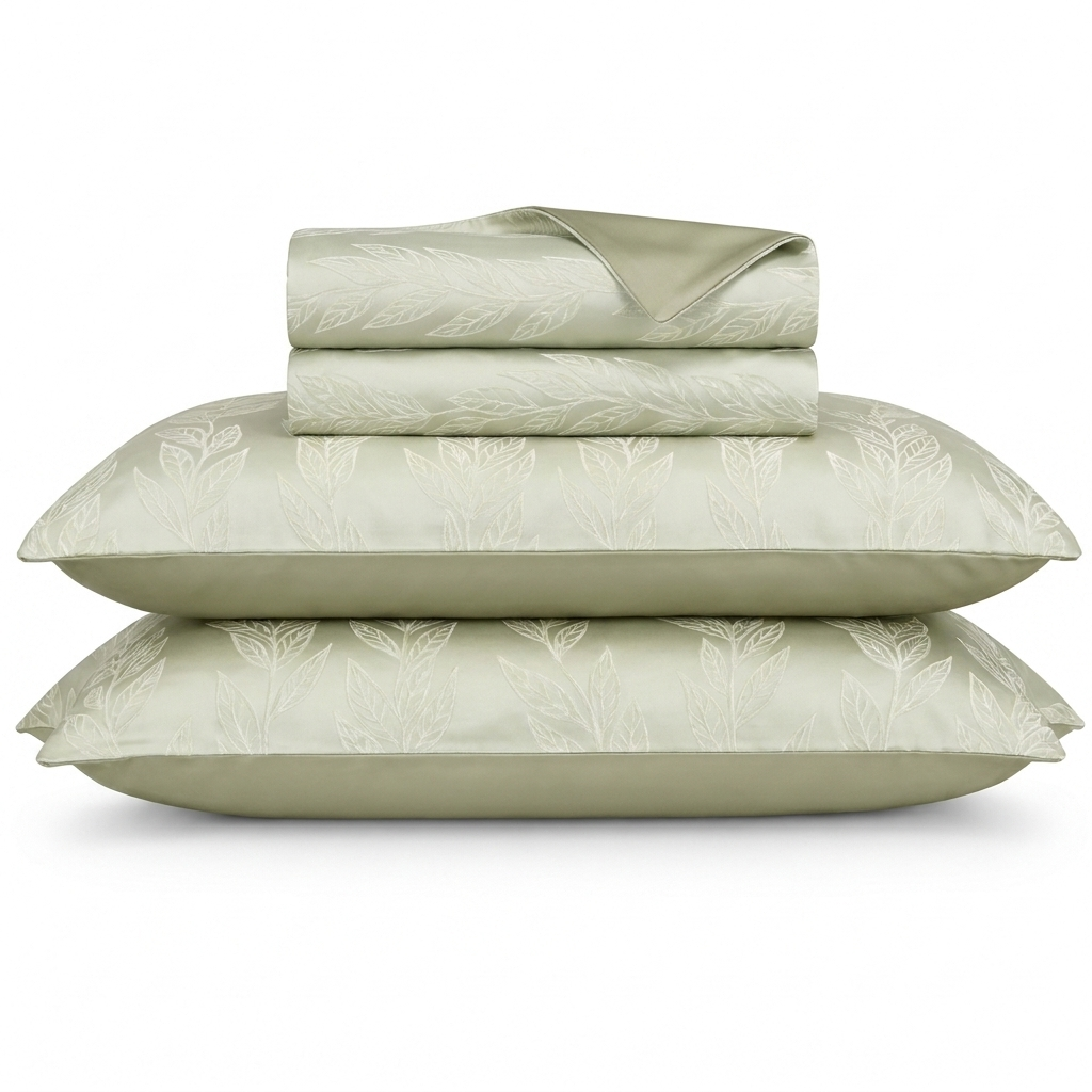 Laurier Bettwäsche Jacquard Salbeigrün – Szene 1