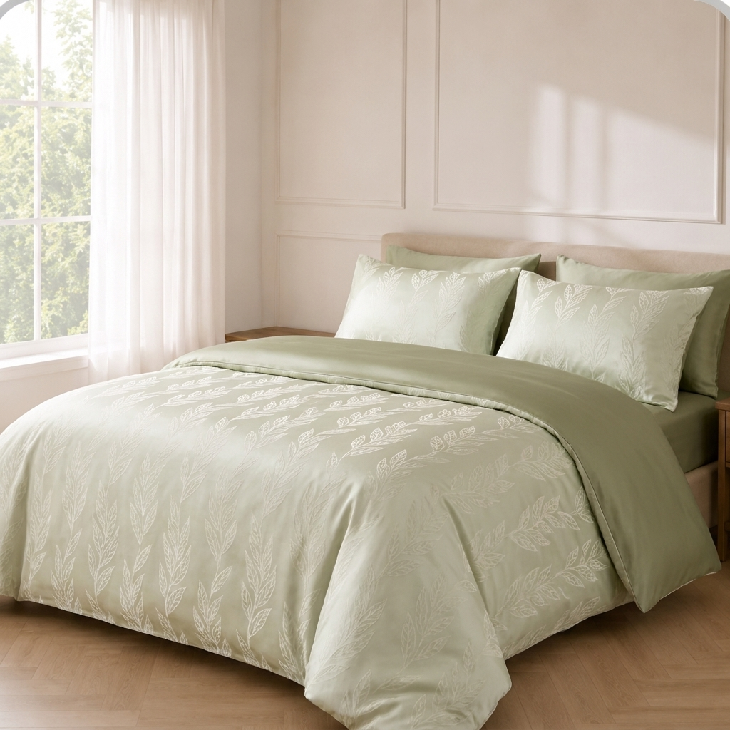 Laurier Bettwäsche Jacquard Salbeigrün – Szene 2