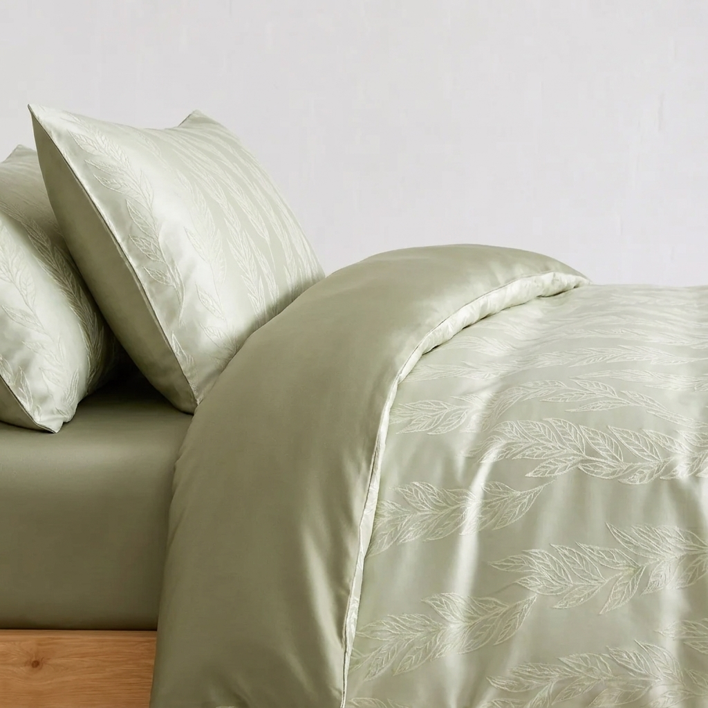Laurier Bettwäsche Jacquard Salbeigrün – Szene 3