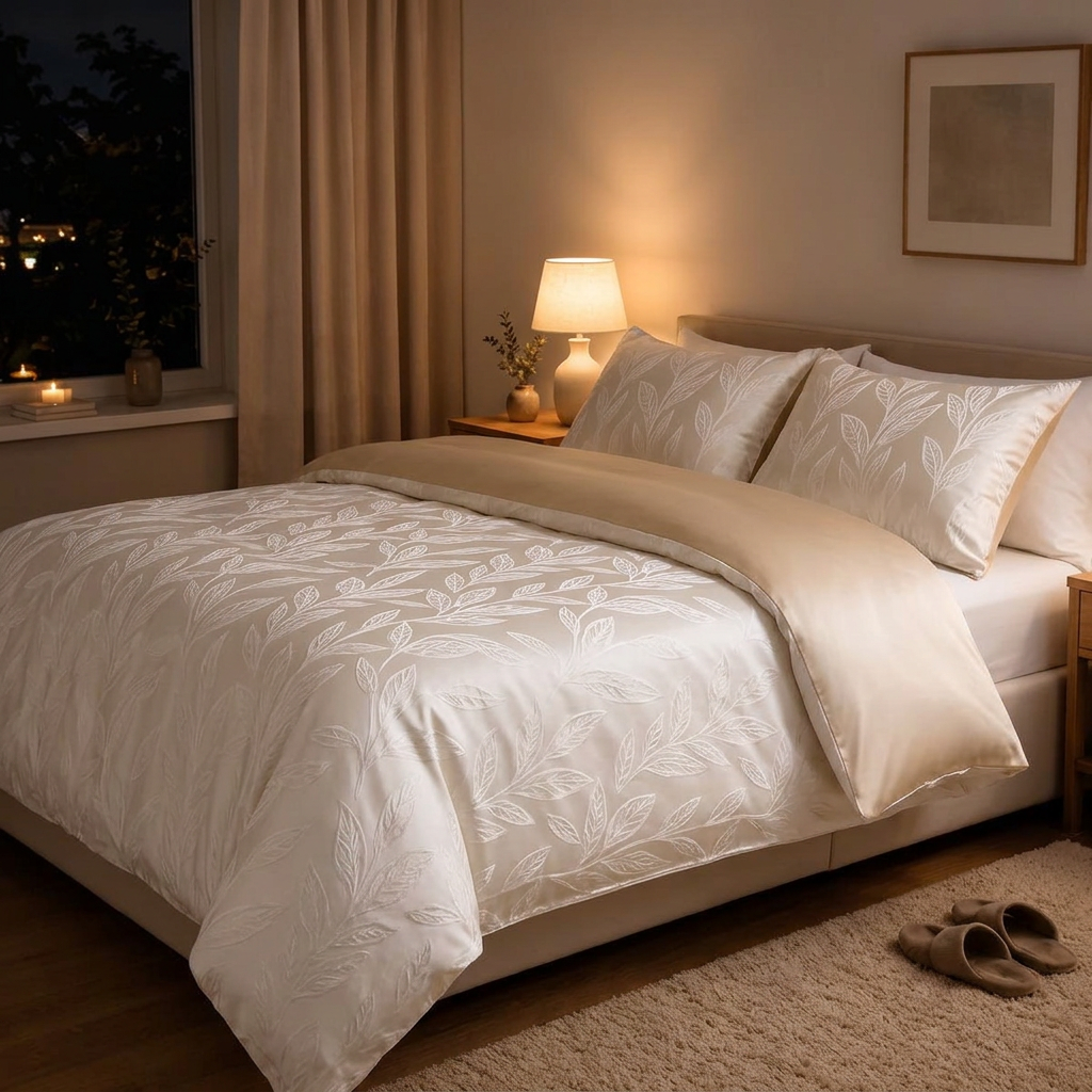 Feuille Bettwäsche Jacquard Creme – Szene 5