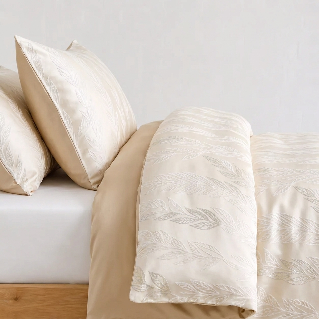 Feuille Bettwäsche Jacquard Creme – Szene 3