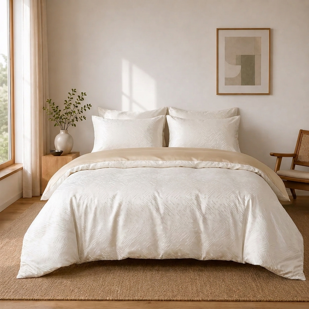 Lin Bettwäsche Jacquard Creme – Szene 4