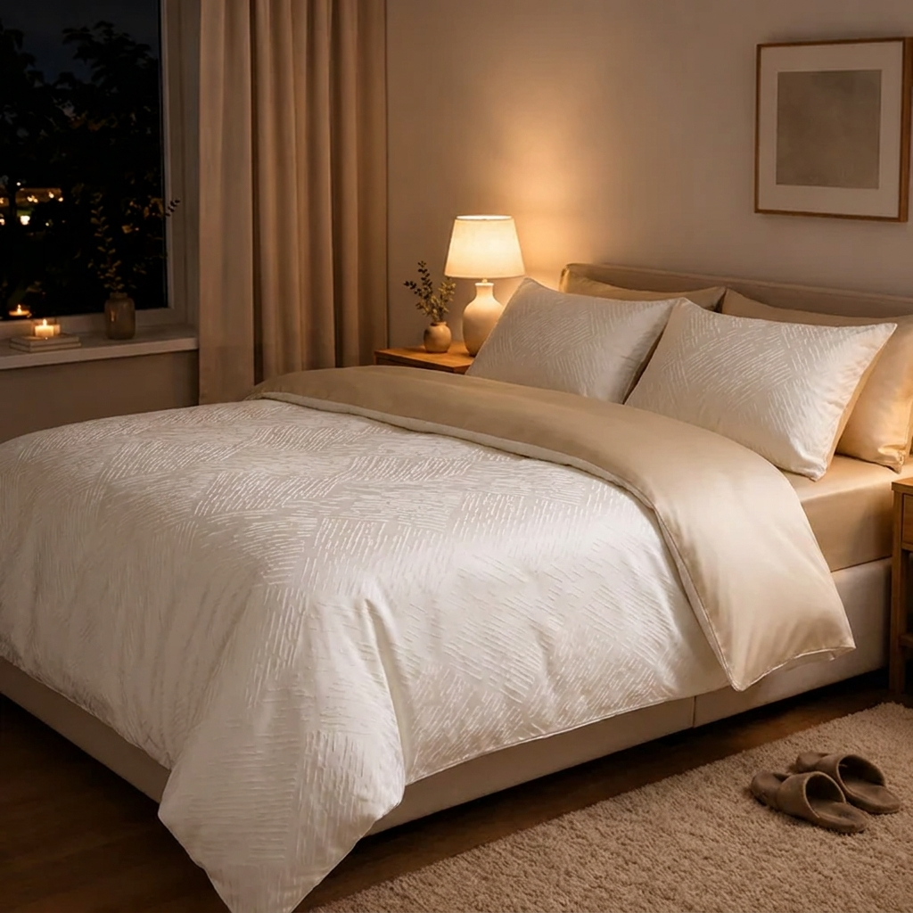 Lin Bettwäsche Jacquard Creme – Szene 5
