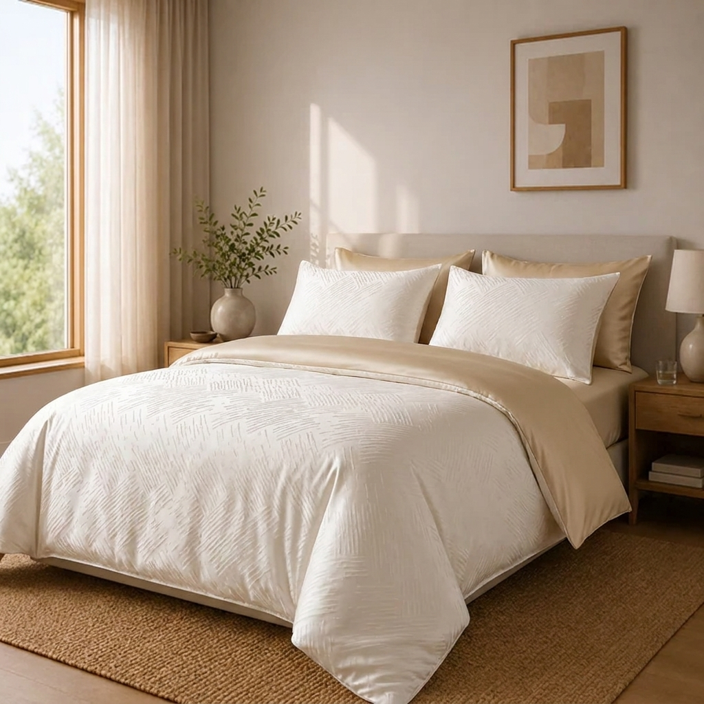 Lin Bettwäsche Jacquard Creme – Szene 7