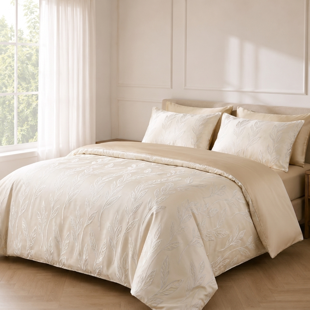 Feuille Bettwäsche Jacquard Creme – Szene 2