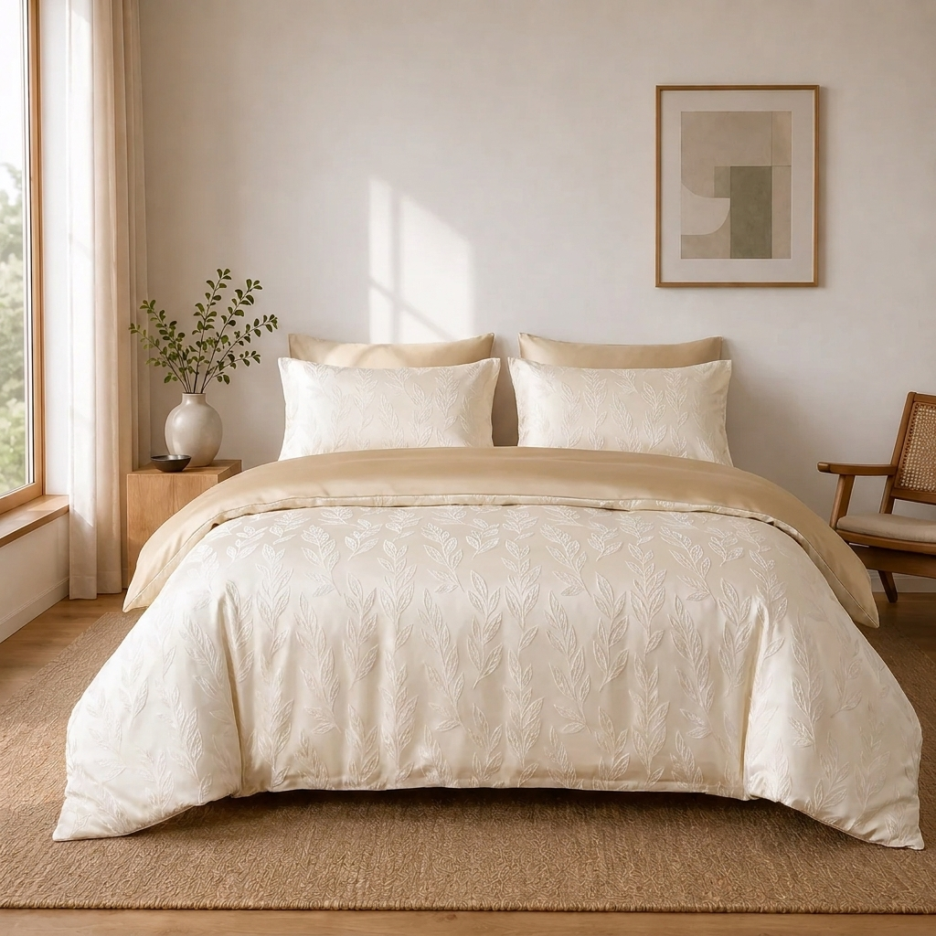 Feuille Bettwäsche Jacquard Creme – Szene 4