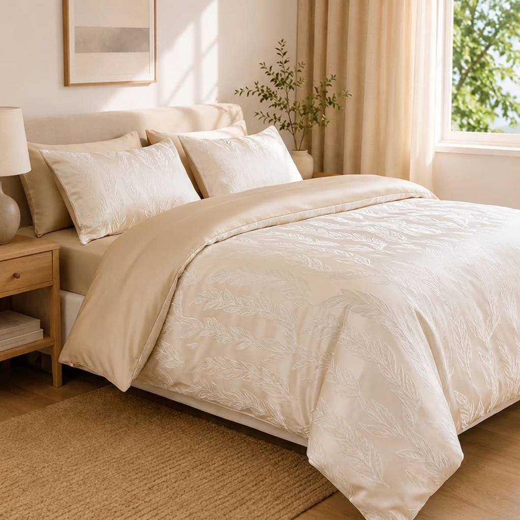 Feuille Bettwäsche Jacquard Creme – Szene 6