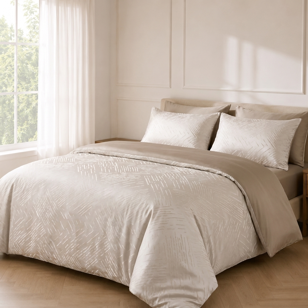 Moka Bettwäsche Jacquard Taupe – Szene 2