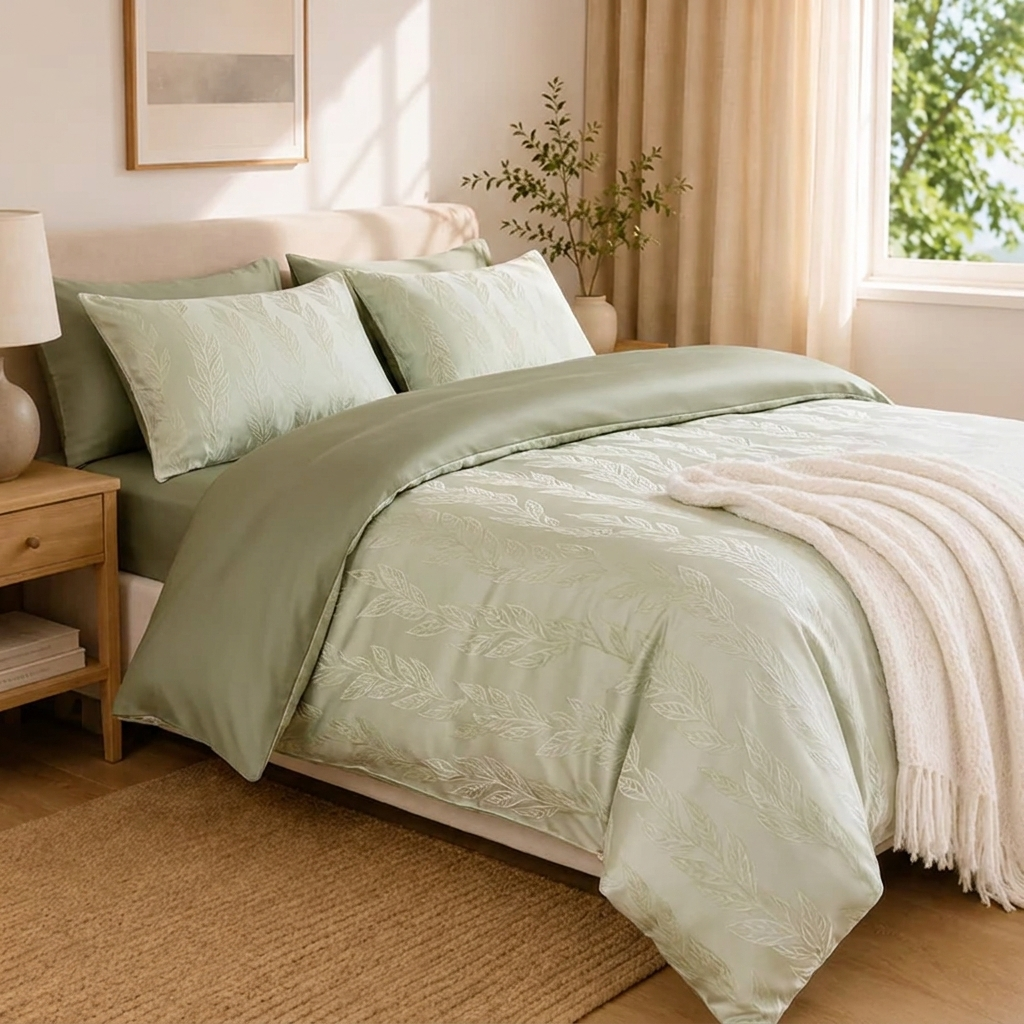 Laurier Bettwäsche Jacquard Salbeigrün – Szene 6