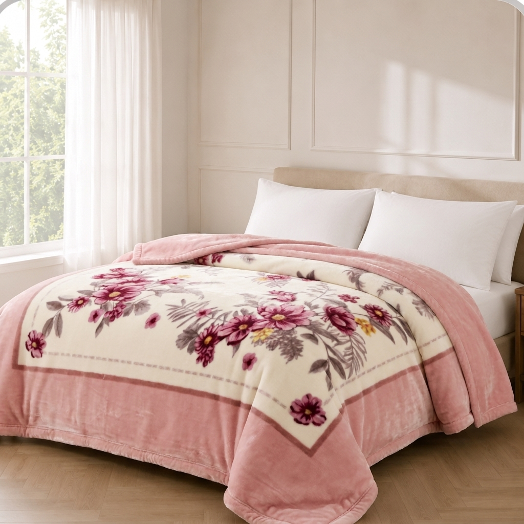 Rosalie Plüschdecke Rosa Blumen – Szene 2