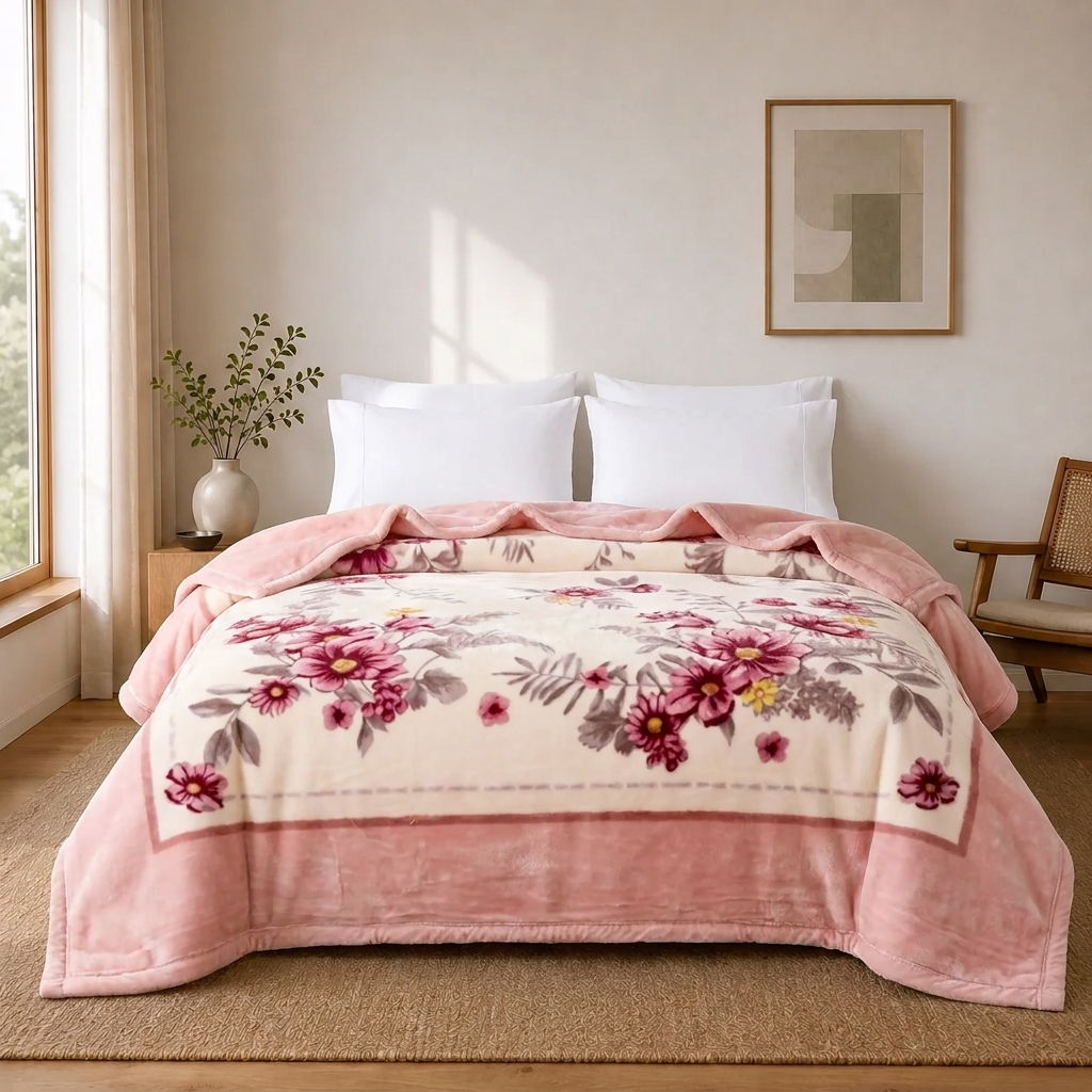 Rosalie Plüschdecke Rosa Blumen – Szene 4
