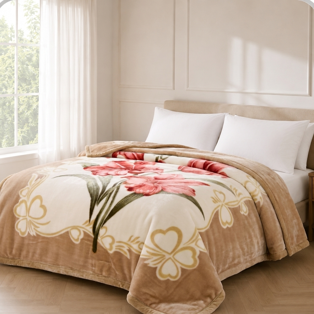 Lys Plüschdecke Beige Lilien – Szene 2
