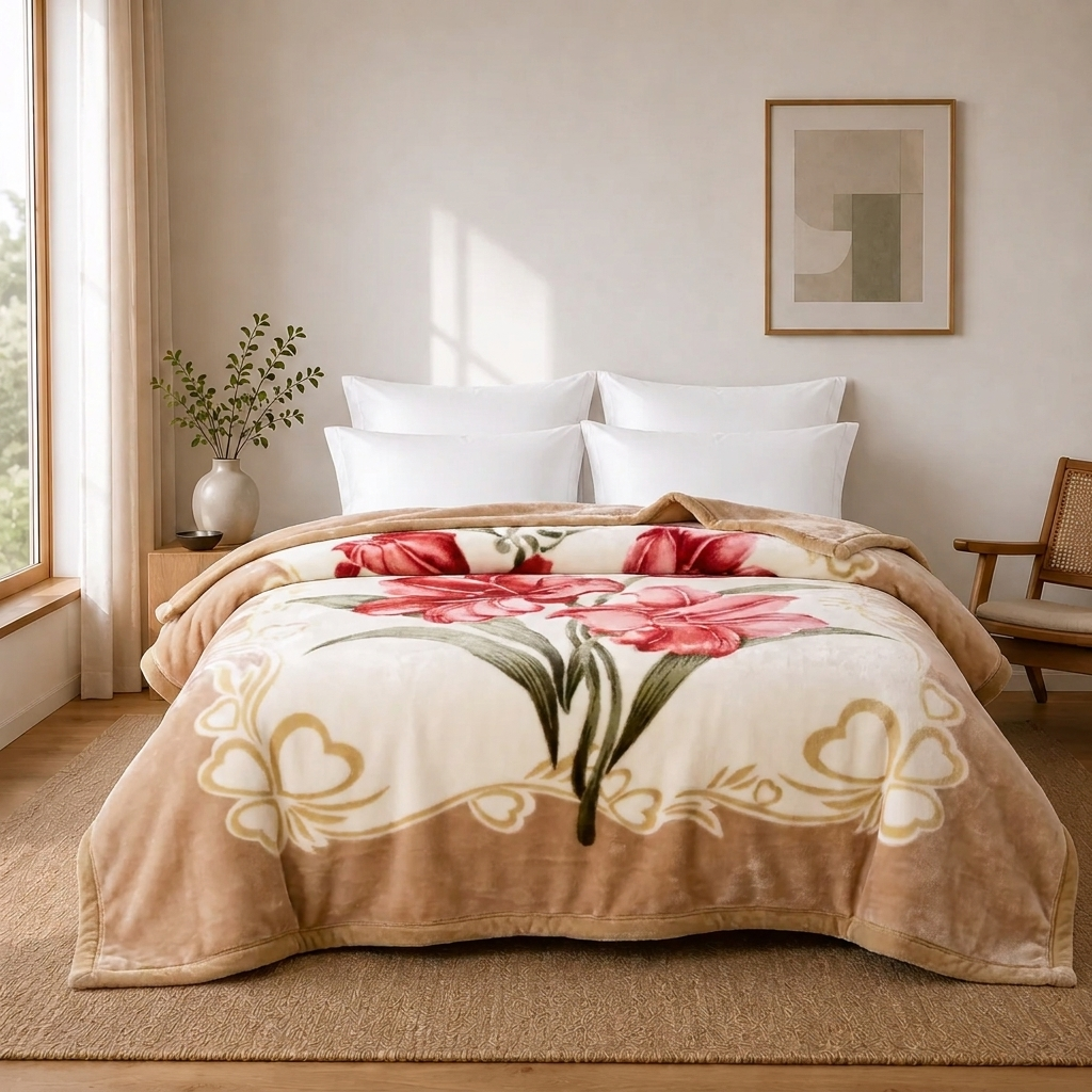 Lys Plüschdecke Beige Lilien – Szene 4