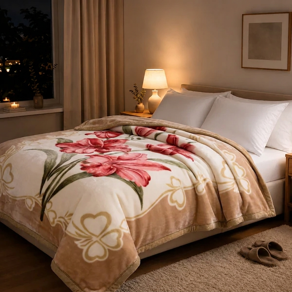 Lys Plüschdecke Beige Lilien – Szene 5