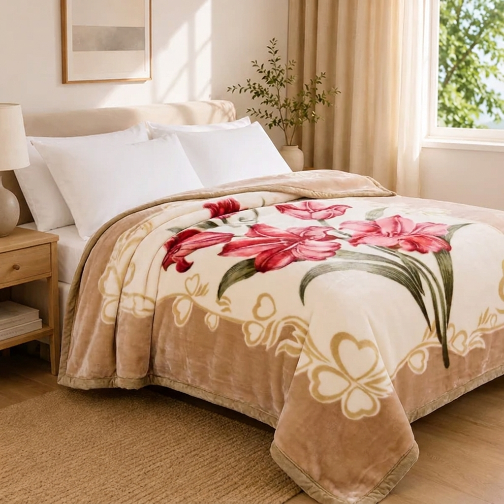 Lys Plüschdecke Beige Lilien – Szene 6